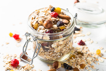 Oat flakes or Granola with nuts, dry fruit and berries