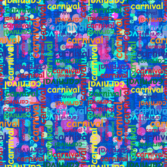 Seamless repeating pattern with colored carnival inscriptions