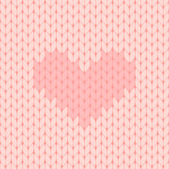 pink knitted seamless pattern with heart