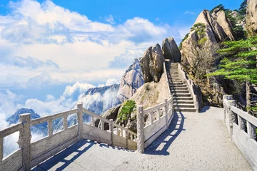Foto auf Acrylglas Huang Shan Landschaft des Huangshan-Berges (Gelbe Berge). Das Hotel liegt in der Provinz Anhui im Osten Chinas.