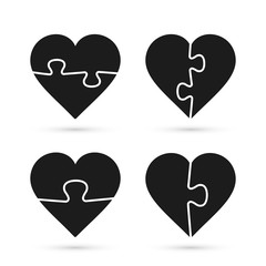 Heart Puzzle Icon Set. Vector isolated flat design illustration