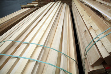 lumber wood at production at the factory