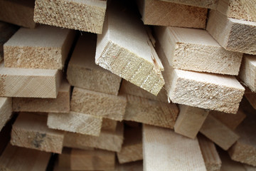 lumber wood at production at the factory