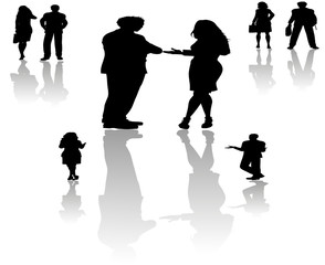 BUSINESS couple set of vector silhouettes