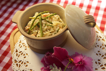Risotto with asparagus, restaurant Croatia.