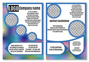 rainbow brochure with blue elements advertising