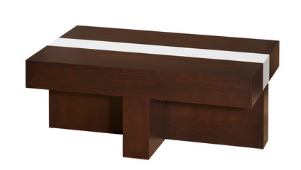 Coffee table dark wood isolated on white.
