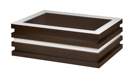 Coffee table dark wood isolated on white.