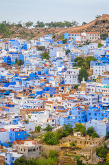 Fototapeta na wymiar Aerial view of blue medina of city Chefchaouen, Morocco, Africa.