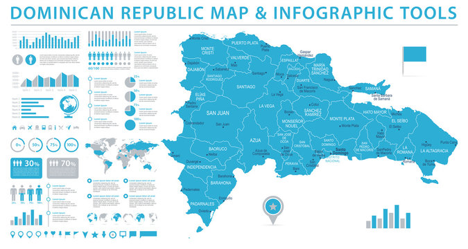 Dominican Republic Map - Info Graphic Vector Illustration