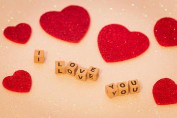 Happy Valentine's Day.  Hearts with the inscription I love you, and a place left on my own dedications.