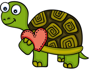 Cute turtle with red heart

