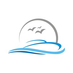Obraz premium Boat, yacht logo design template vector illustration