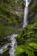 Fototapeta na wymiar Maral Waterfall. The waterfall falls from a single incline, 63 m above sea level. Borcka, Macahel, Artvin, Turkey.