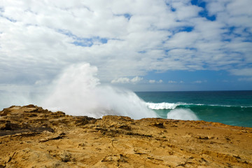 Sprays of waves on Fuerteventura, Spain.