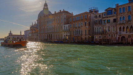 Beautiful view of Majestic grand canal from venice italy before corona hit