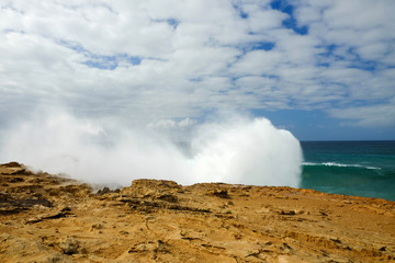 Sprays of waves on Fuerteventura, Spain.
