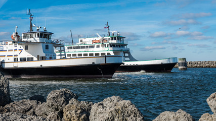 Ferries at dock at North Carolina Coast