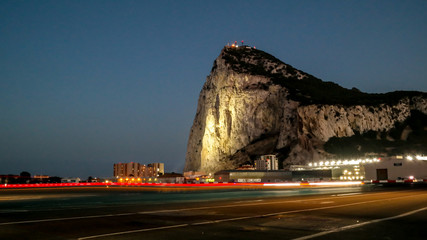 Rock of Gibraltar at night