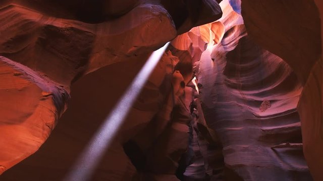 sun beam in upper antelope canyon in page, arizona
