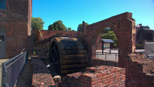 Richmond VA Historic Tredegar Water Wheel Mill Exterior at the American Civil War Museum Attraction in the Virginia State Capital