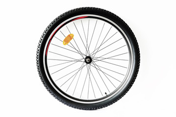 Obraz premium Mountain bicycle wheel isolated on white background