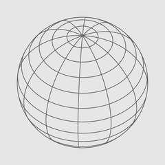 Wire frame style design. Platonic solid design. Earth globe
