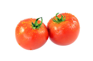 Fresh organic tomato isolated on white background with clipping path.