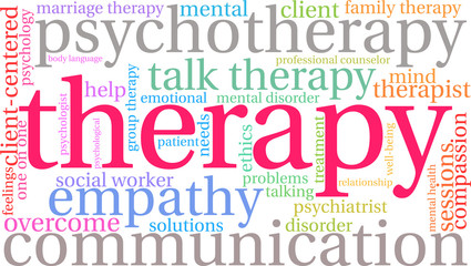 Therapy Word Cloud on a white background. 