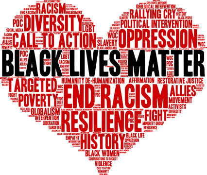 Black Lives Matter Word Cloud on a white background. 