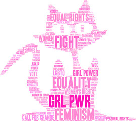 GRL PWR Word Cloud on a white background. 