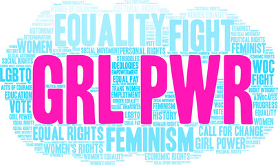 Fototapeta premium GRL PWR Word Cloud on a white background. 