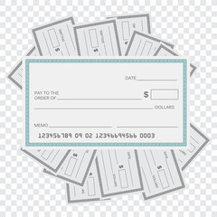 Blank check template. Check vector template. Banking check template
