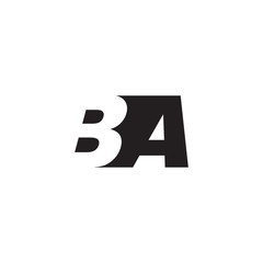 Initial letter BA, negative space logo, simple black color