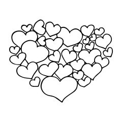 Doodle heart on white background