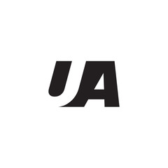 Initial letter UA, negative space logo, simple black color