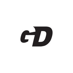 Initial letter GD, negative space logo, simple black color