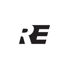 Initial letter RE, negative space logo, simple black color