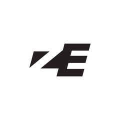 Initial letter ZE, negative space logo, simple black color