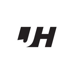 Initial letter JH, negative space logo, simple black color