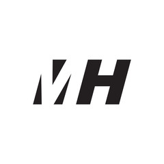 Initial letter MH, negative space logo, simple black color