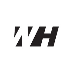 Initial letter WH, negative space logo, simple black color
