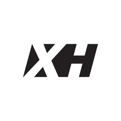 Initial letter XH, negative space logo, simple black color