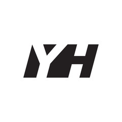 Initial letter YH, negative space logo, simple black color