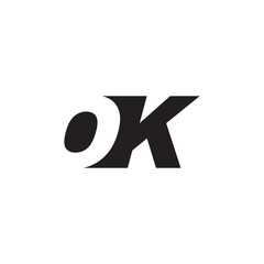 Initial letter OK, negative space logo, simple black color