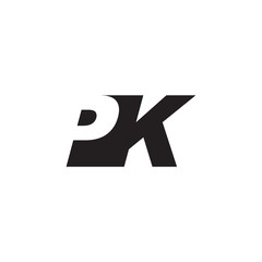 Initial letter PK, negative space logo, simple black color - obrazy, fototapety, plakaty