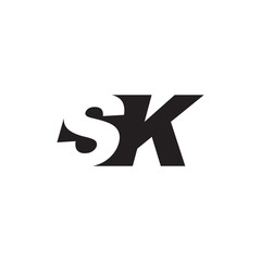 Initial letter SK, negative space logo, simple black color