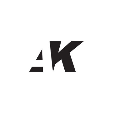Initial letter AK, negative space logo, simple black color
