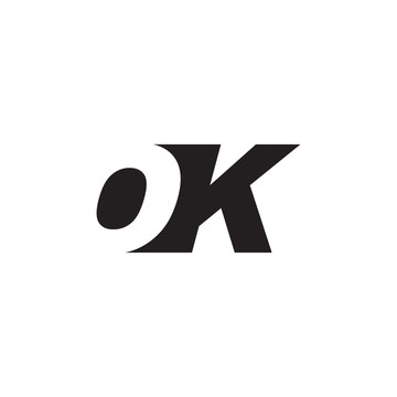 Initial letter OK, negative space logo, simple black color
