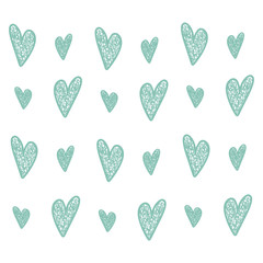 Vector background with blue hearts. Perfect for valentine's day flat design. Love background heart shapes texture pattern for valentine day. Design gifts card, happy romantic holiday.